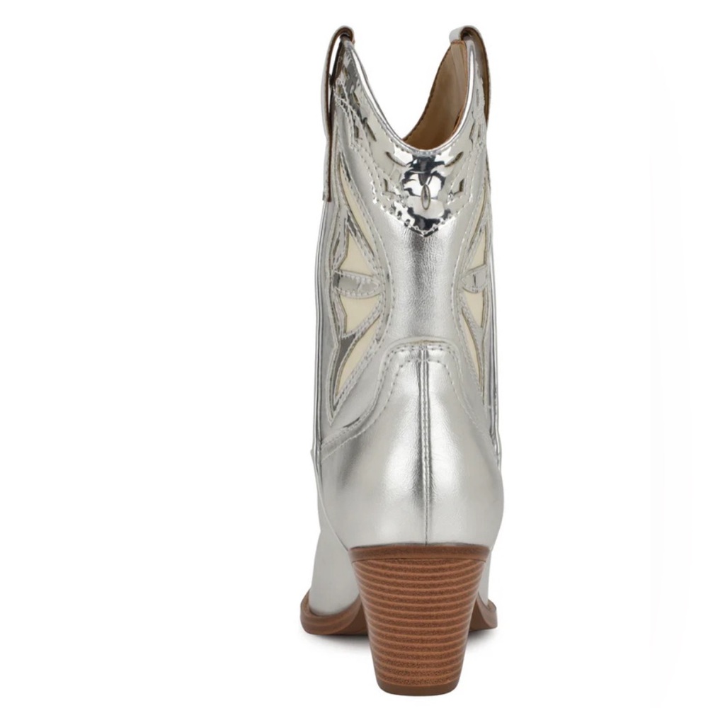 Silver Brand New Western Nine West Boots SZ.10.5 - Picture 4 of 12